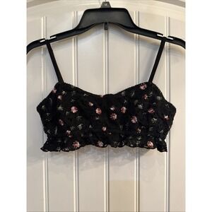 kendall and kylie Black Lace Embroidered Flowers Bralette Size Small